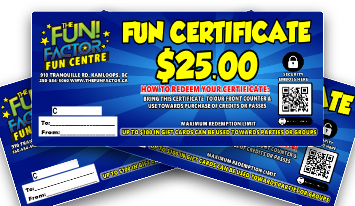 The Fun Factor gift certificates