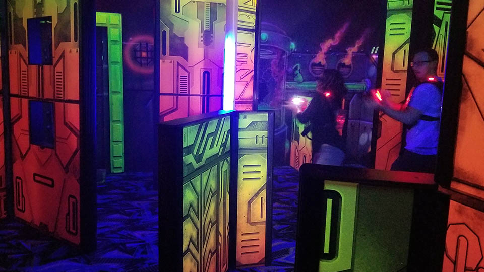 Laser tag arena interior