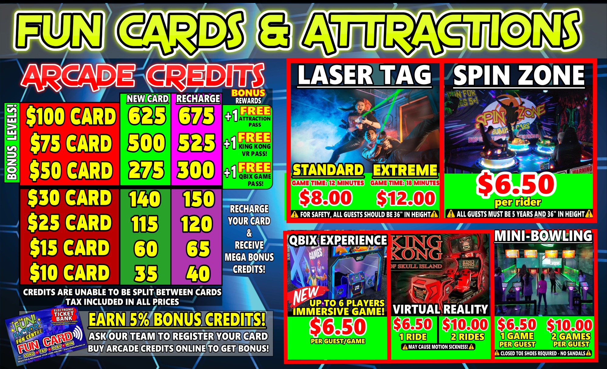 Fun Cards & Attractions Pricing